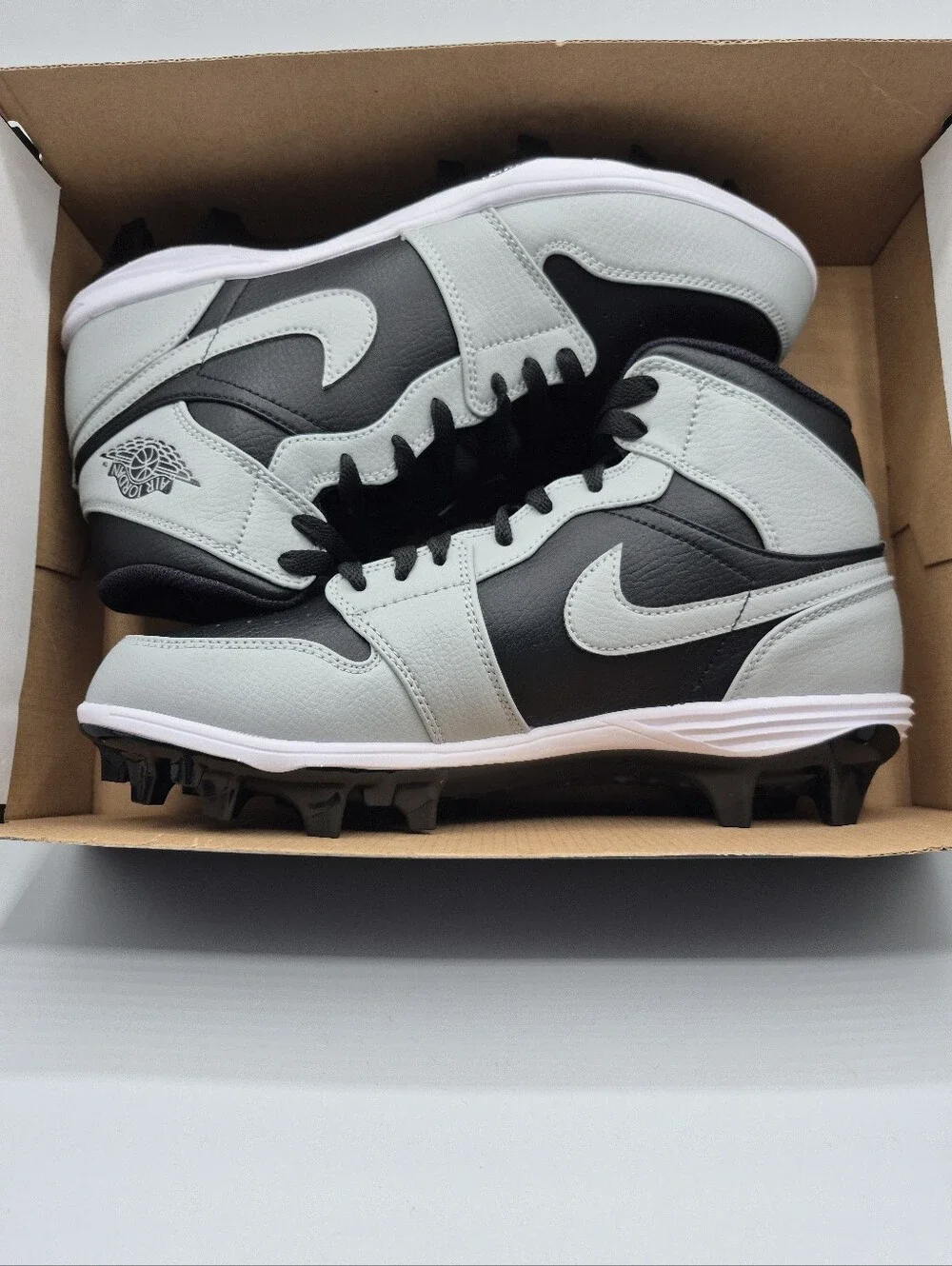 Nike Air Jordan 1 Mid Football Cleats Shadow 2.0 Black Grey FJ6805-002 Mens 9.5